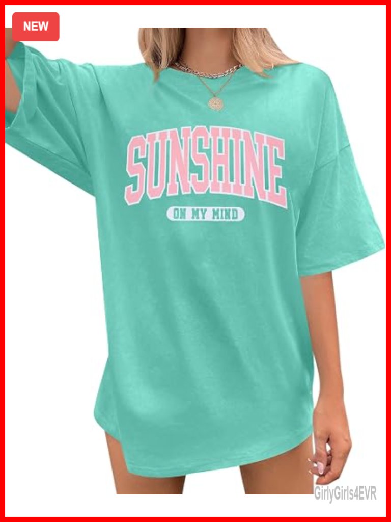 Oversized Sunshine Graphic Tee Hiking T-Shirt Summer Short Sleeve Top